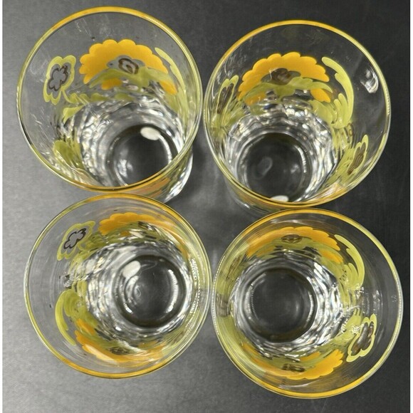 Vintage Hand-Painted Floral Juice Glasses made in Japan Orange Green Gold Dots - Picture 6 of 11